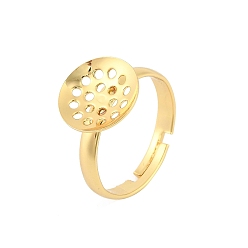 Настоящее золото 18K Латунные регулируемые сито кольцо баз, долговечный, стойки покрытие, без свинца и без кадмия, реальный 18 k позолоченный, лоток : 12 мм, 3 мм, размер США 7 1/2 (17.7 мм)