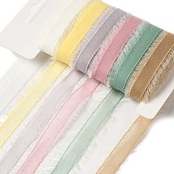 (52) Непрозрачная лаванда Наборы лент из полиэстера и нейлона с необработанными краями, для изготовления бантов, Подарочная упаковка, разноцветные, 3/8 дюйм (9~11 мм), около 5.00 ярдов (4.57 м) / мешок