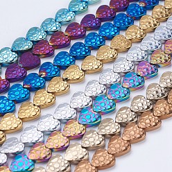 (52) Непрозрачная лаванда Гальванизировать немагнитных синтетический гематит бисер пряди, матовые, сердце, разноцветные, 8x7.5~8x2 мм, отверстие : 1 мм, около 55 шт / нитка, 15.9 дюйм (40.5 см)