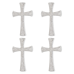 Серебро 4 шт. крестообразные значки со стразами для лацканов, значок из сплава для рюкзака, серебряные, 63x44 мм