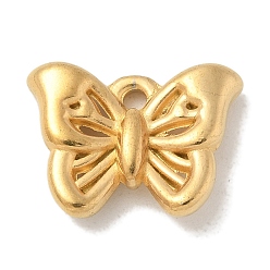 Настоящее золото 18K Ионное покрытие (ip) 304 подвески из нержавеющей стали, бабочки прелести, реальный 18 k позолоченный, 12x16x4 мм, отверстие : 1.6 мм