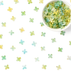 Желтый 50g металлические колпачки из акрилового бисера с ажурной резьбой, цветок, желтые, 11.5x11.5x3 мм, отверстие : 1.5 мм