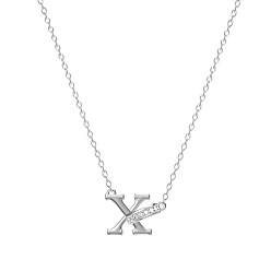 Letter X 304 ожерелья с подвесками из нержавеющей стали и стразами, цвет нержавеющей стали, Письмо X, 17.72 дюйм (45 см)