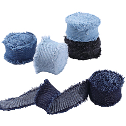 Couleur Mélangete 5 pièces 5 couleurs ruban en denim polyester, pour accessoires de vêtement, décoration cadeau, couleur mixte, 7/8 pouces (22 mm), 1 pc / couleur