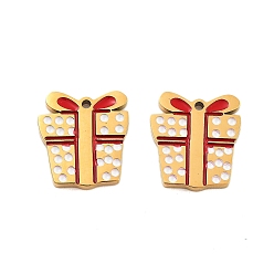 Box Ионное покрытие (ip) 304 подвески из нержавеющей стали, эмалевые подвески на рождественскую тематику, золотые, коробка, 12.5x11.5x1.5 мм, отверстие : 1 мм