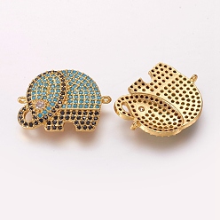 Золотой Латунные микро проложить кубических ссылки циркония, слон, золотые, 17.5x22x2 мм, отверстие : 1 мм