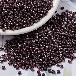 (RR386) Fancy Lined Aubergine Миюки круглые бусины рокайль, японский бисер, (rr 386) баклажан с фасонной подкладкой, 8/0, 3 мм, отверстие : 1 мм, Около 2111~2277 шт / 50 г