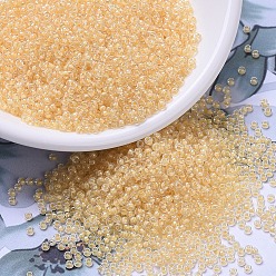 (RR201) Yellow Lined Crystal MIYUKI Round Rocailles Beads, Japanese Seed Beads, (RR201) Yellow Lined Crystal, 11/0, 2x1.3mm, Hole: 0.8mm, about 1100pcs/bottle, 10g/bottle