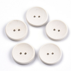 Папайя Оранжевый Кнопки из натурального дерева, 2-луночное, необработанная деревянная пуговица, вогнутая круглая, papayawhip, 35x4 мм, отверстие : 6 мм