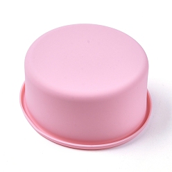 Pink DIY Food Grade Silicone Molds, Cake Pan Molds, For DIY Chiffon Cake Bakeware, Flat Round, Pink, 4-Inch, 112x47mm, Inner Diameter: 104mm