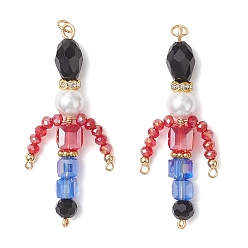 (52) Непрозрачная лаванда Большие подвески из стекла, латуни и ракушек, солдатский амулет, с открытыми пружинными кольцами из нержавеющей стали 304, граненые, разноцветные, 56x19x8.5 мм, отверстие : 3.5 мм