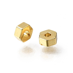 Golden Brass Beads, Hexagon, Rack Plating, Long-Lasting Plated, Golden, 4.5x4.5x2mm, Hole: 1.5mm