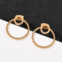 Настоящее золото 18K 304 серьги-кольца из нержавеющей стали, ионное покрытие (ip), реальный 18 k позолоченный, 18x17 мм