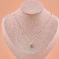 Прозрачный Женские кулоны с круглыми сферами из латуни с микропаве из кубических цирконий, золотые, прозрачные, 15.75 дюйм (40 см)