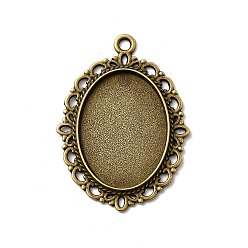 Античная Бронза Подвески для кабошонов  & стразов, цинковый сплав, DIY фурнитура для ювелиных изделий, без свинца и без кадмия, овальные, античная бронза, лоток : 25x18 мм, 39x29x2 мм, отверстие : 2 мм
