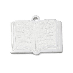 Stainless Steel Color 304 Stainless Steel Pendants, Book Charms, Polishing, Stainless Steel Color, 18x22x1.5mm, Hole: 1.9mm
