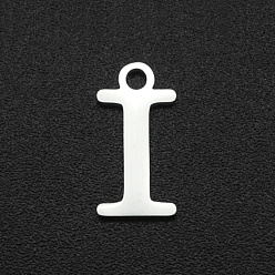 Letter I Не тускнеющие 201 подвески из нержавеющей стали, лазерная резка, буквы, цвет нержавеющей стали, letter.i, 12x6x1 мм, отверстие : 1.5 мм