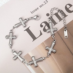 Cross 304 браслеты из нержавеющей стали ссылка для женщин, крестик, 6-1/2 дюйм (16.5 см)