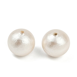 (404) Непрозрачное AB Кислое яблоко Сжатые хлопковые жемчужные бусы, экологически чистый, круглые, цветочный белый, 10~11 мм, отверстие : 1.4 мм