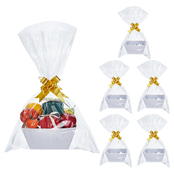 Белый Подарочные коробки из крафт-бумаги, прямоугольные, с полиэтиленовыми пакетами и бантиком, белые, 25.2x21.7x10.8 см