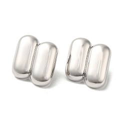 Platinum Rack Plating Brass Stud Earrings, Oval Shape, Long-Lasting Plated, Platinum, 25x21.5mm