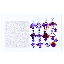 Белый Пасхальные формы для подвесок своими руками, силиконовые формы для литья, для уф-смолы, изготовление изделий из эпоксидной смолы, гриб, белые, 129.5x119x5 мм, отверстие : 1.5 мм