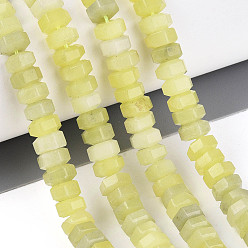 Лимонный Нефрит Натуральные нефритовые бусины, цвет лимона , граненые, шестиугольник, 6.5~7x3~3.5 мм, отверстие : 0.8~1 мм, около 109~113 шт / нитка, 14.76~15.16 дюйм (37.5~38.5 см)