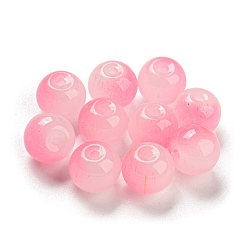 Pink Двухцветная роспись стеклянных бусин распылением, искусственное нефритовое стекло, круглые, розовые, 10 мм, отверстие : 1.8 мм, 200 шт / пакет
