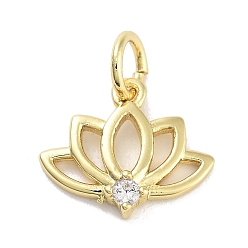 Настоящее золото 18K Подвески из латуни с покрытием из прозрачного кубического циркония, с целью перехода в кольце, долговечный, без свинца и без кадмия, , реальный 18 k позолоченный, 10.5x12.5x2.5 мм, отверстие : 3 мм