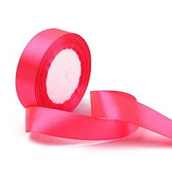 Magenta Single Face Satin Ribbon, Polyester Ribbon, Magenta, 1 inch(25mm) wide, 25yards/roll(22.86m/roll), 5rolls/group, 125yards/group(114.3m/group)