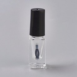 Clear Transparent Glass Nail Polish Empty Bottle, with Brush, Clear, 1.75x1.75x6.1cm, 3ml/bottle