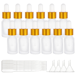 Clear Frosted Empty Glass Dropper Bottles, with 3ML Disposable Plastic Dropper, Plastic Funnel Hopper, Clear, 25x80mm, Capacity: 10ml, 16pcs