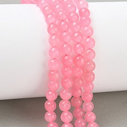 Pink Окрашенные натуральные малайзийские нефритовые бусинки, круглые, розовые, 6 мм, отверстие : 1 мм, около 31 шт / нитка, 7.48 дюйм (19 см)