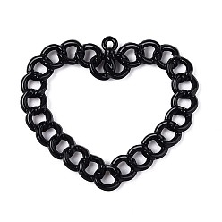 Черный Акриловые подвески краскораспылительные, сердце, без кадмия, без никеля и без свинца, чёрные, 45x49x3 мм, отверстие : 1.8 мм