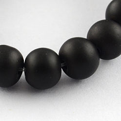 Black Painted Glass Bead Strands, Rubberized Style, Round, Black, 8mm, Hole: 1.3~1.6mm, about 100pcs/strand, 31.4 inch