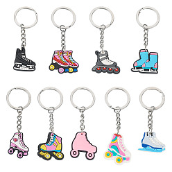 (52) Непрозрачная лаванда 9 шт. 9 стили коньки подвески из ПВХ брелки, с железом, для аксессуаров сумки для ключей от машины, платина, разноцветные, 73~85 мм, 1 шт / стиль