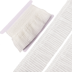 Белый 5 ярдов полиэстеровой кружевной ленты, кружевная отделка с оборками, аксессуары для одежды, белые, 2-1/2 дюйм (65 мм)