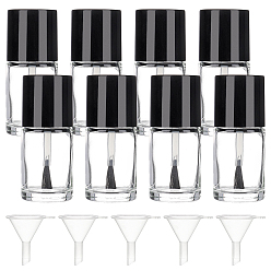 Clear DIY Nail Polish Bottle, Glass Empty Bottle, with Plastic Funnel Hopper, Clear, 17pcs/box