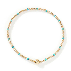 Бирюза Браслеты из стеклянных бусин и бусин CCB, составные браслеты для женщин, бирюзовые, 7-7/8 дюйм (20 см), внутренний диаметр: 6-1/2 дюйм (16.5 см)