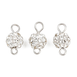 Нержавеющая Сталь Цвет Круглые подвески-коннекторы из полимерной глины с кристаллами и стразами, с 304 двойными петлями из нержавеющей стали, цвет нержавеющей стали, 12x6.5 мм, отверстия : 1.5 mm и 2 мм