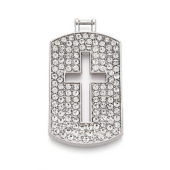 Платина Подвески из сплава и страза, прямоугольник и крест, без кадмия и без свинца, платина, 46.5x25x2.5 мм, отверстие : 2.8x4 мм