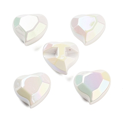 пшеница УФ-покрытие акриловым Европейский бисером, Новогодняя тема, радужный, сердце, граненые, цвет пшеницы, 22x23x13 мм, отверстие : 4 мм