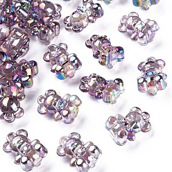 Brun Rosé  Pendentifs acryliques transparents , de couleur plaquée ab , ours, brun rosé, 20x13.5x10.5mm, Trou: 1.4mm, environ400 pcs / 500 g