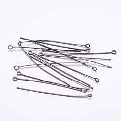 Черный Цвет Металла Железный штифт, металлический черный , 50x0.7 мм, отверстие : 2 мм, Около 5000 шт / 1000 г