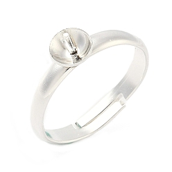 Посеребрённый Регулируемые латунные колышки-штифты для полусверленных бусин, пустое основание кольца, стойки покрытие, долговечный, без свинца и без кадмия, 925 серебро покрытием, размер США 7 1/4 (17.5 мм), лоток : 6 мм, штифты : 0.8 мм