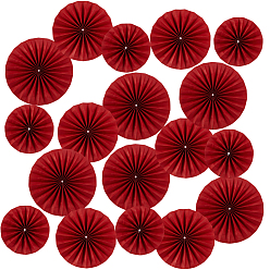 Red 6Pcs Paper Fans Flower for Wedding Birthday Carnival Welcome Party Decorations, Red, 102x23x8mm