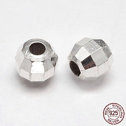 Silver Faceted Round 925 Sterling Silver Beads, Silver, 2mm, Hole: 0.8mm, about 1000pcs/20g