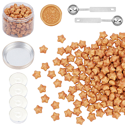 Темно-Золотистый Наборы частиц сургуча для печати в стиле ретро, с ложкой из нержавеющей стали, свеча, пластиковые пустые контейнеры, темные золотарник, 9 мм, 200 шт