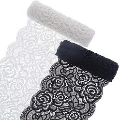 (52) Непрозрачная лаванда 4 ярды 2 цвета нейлон цветок лист волнистый край кружевная отделка, цветочная кружевная лента, для украшения свадьбы, шитье, изготовление бантов для волос, Подарочная упаковка, разноцветные, 5-7/8 дюйм (150 мм), 2 ярды / цвет