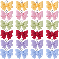 (52) Непрозрачная лаванда 36 шт 6 цвета подвески из непрозрачной смолы, бантом, с петлей, разноцветные, 17x21x5.5 мм, отверстие : 1.8 мм, 6 шт / цвет